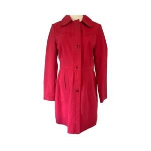 Banana Republic Red Cotton Trench Coat Belted Jacket Lined Women’s Size M NWT